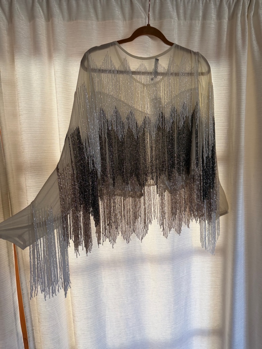 Nasty gal studio love Beaded Fringe party jacket - Ivory and silver ombre NYE - Picture 5 of 5